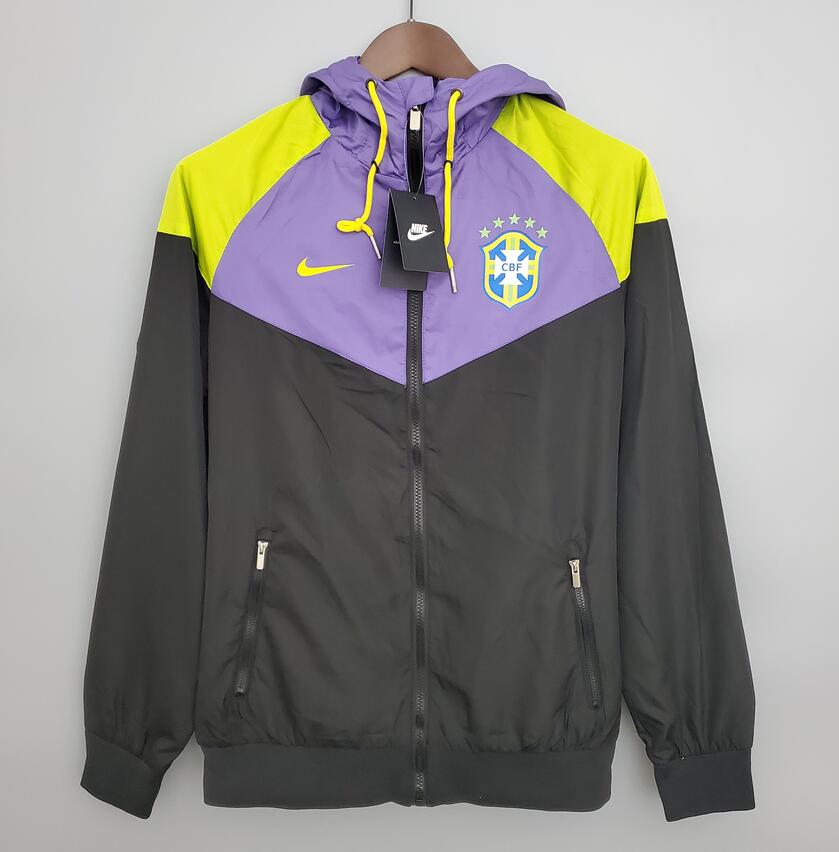 2021/22 Brazil Navy Purple Windbreaker Hoodie Jacket